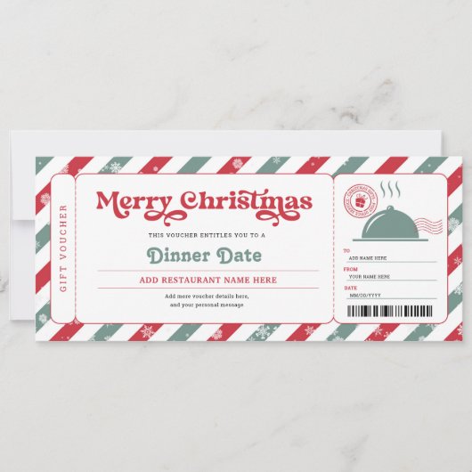 Abendessen Date Night Restaurant Weihnachtsgutsche Einladung (Vorderseite)