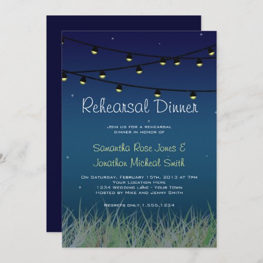 Abendessen der hellen Probe unter den Sternen Einladung (Vorne/Hinten)