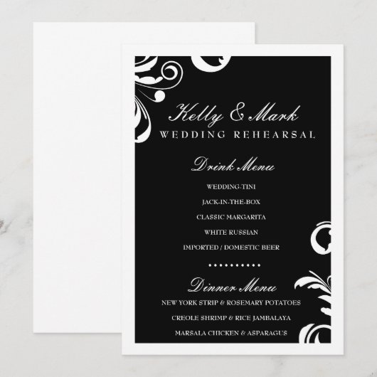 Abendessen des menükarte (Vorne/Hinten)