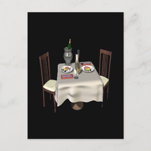 Abendessen für zwei postkarte (Vorderseite)