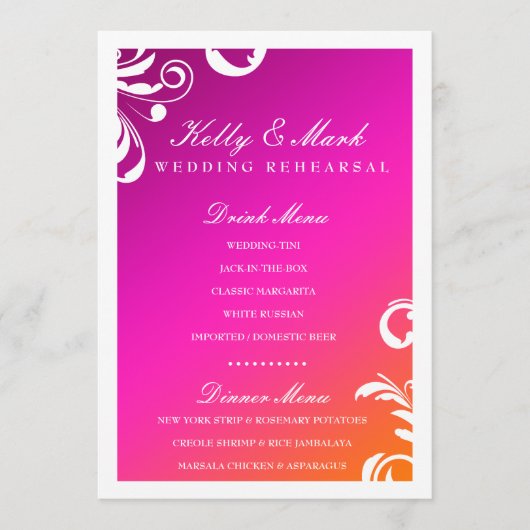 Abendessen-Getränk-Menü-wilder Sonnenuntergang des Menükarte (Vorderseite)