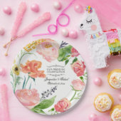 Abendessen Hochzeitsempfang Wasserfarben Rose Pappteller (Party)