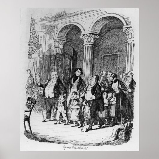 Abendessen, Illustration aus "Skizzen von Boz" Poster (Vorne)