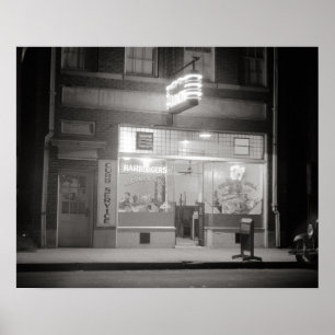 Abendessen im Diner, 1940. Vintage-Foto Poster