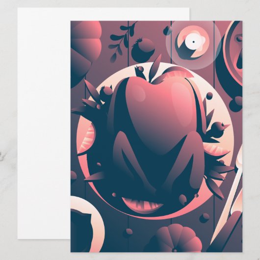 Abendessen im dunklen Erntedank Einladung (Vorne/Hinten)