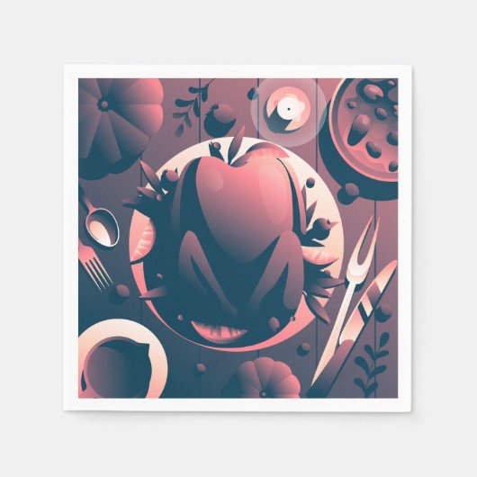 Abendessen im dunklen Erntedank Serviette (Vorderseite)