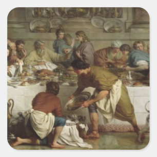 Abendessen im Haus Simon, 1737 Quadratischer Aufkleber