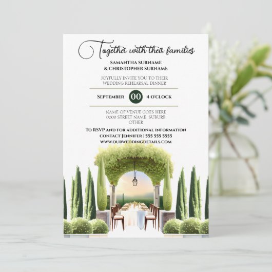 Abendessen im Weinkeller Probe Italienisch al fres Einladung (Stehend Vorderseite)