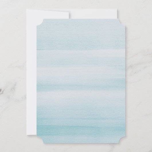 Abendessen in Aquarellblau mit Probe. Elegant simp Einladung (Rückseite)