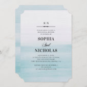 Abendessen in Aquarellblau mit Probe. Elegant simp Einladung (Vorne/Hinten)