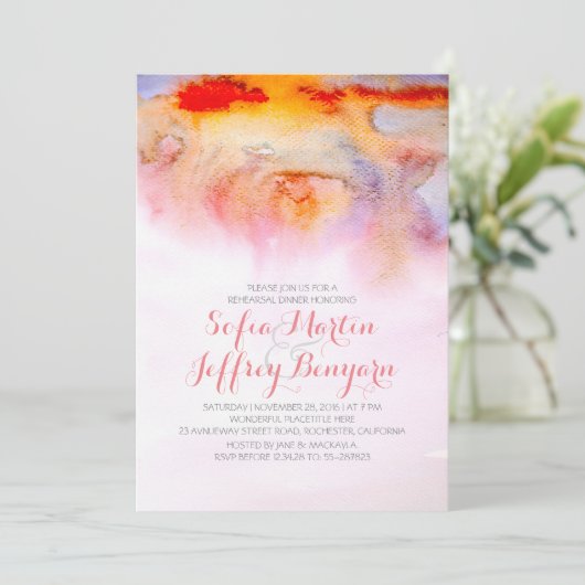 Abendessen in den Proben des Sonnenuntergangs Einladung (Stehend Vorderseite)