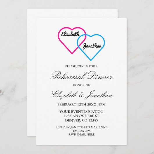 Abendessen in der Probe Einladung (Vorne/Hinten)