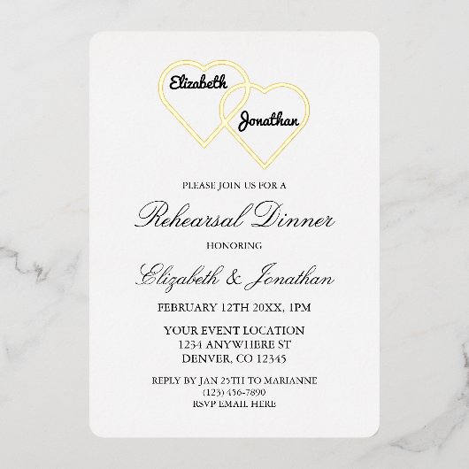 Abendessen in der Probe Folieneinladung (Vorderseite)