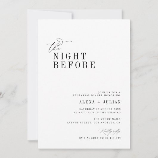 Abendessen in Schwarzweiß-Probe Einladung (Vorderseite)