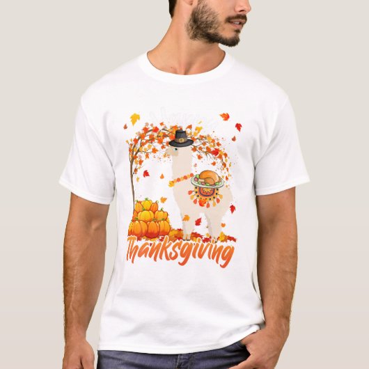 Abendessen Llama Herbstbaum T-Shirt (Vorderseite)