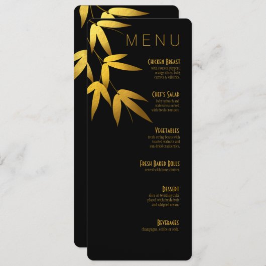 Abendessen-Menü-bezaubernder Bambus verlässt Menükarte (Vorne/Hinten)