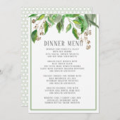 Abendessen-Menü-Sommer-Laub-Grün-Eukalyptus-Kunst Menükarte (Vorne/Hinten)