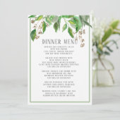 Abendessen-Menü-Sommer-Laub-Grün-Eukalyptus-Kunst Menükarte (Stehend Vorderseite)