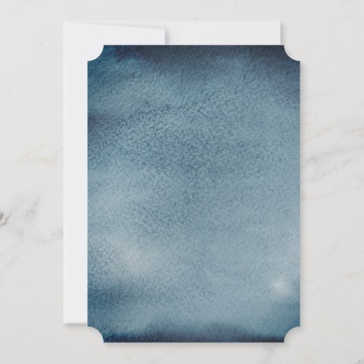 Abendessen mit blauer Probe. Moderne Wasserfarbenf Einladung (Rückseite)