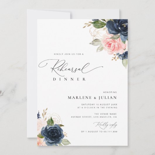 Abendessen mit blühender Probe Einladung (Vorderseite)