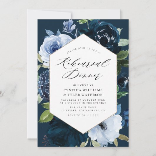 Abendessen mit blühender Probe Einladung (Vorderseite)