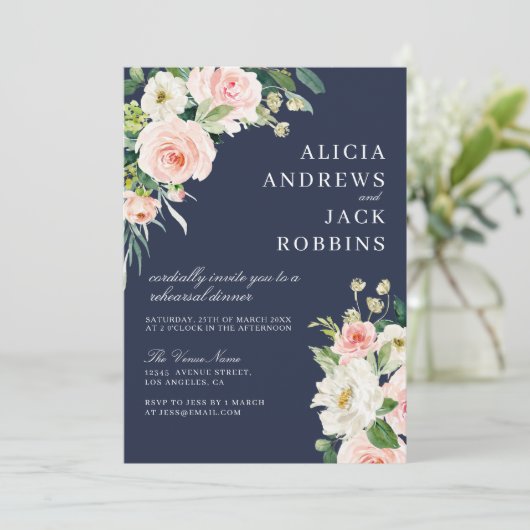 Abendessen mit blühender Probe Einladung (Stehend Vorderseite)