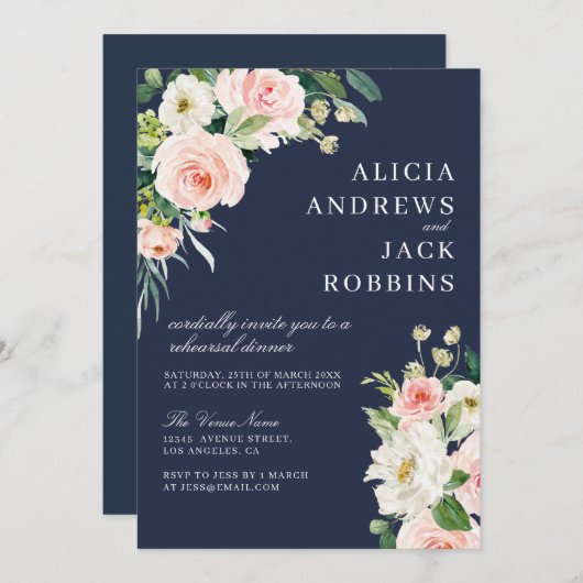 Abendessen mit blühender Probe Einladung (Vorne/Hinten)