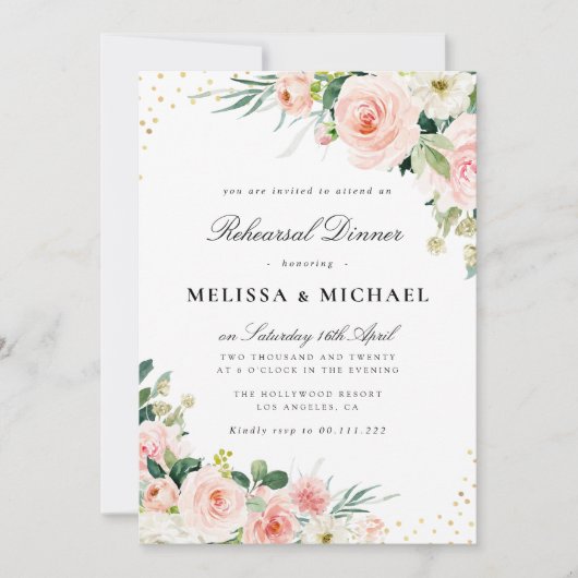 Abendessen mit blühender Probe Einladung (Vorderseite)