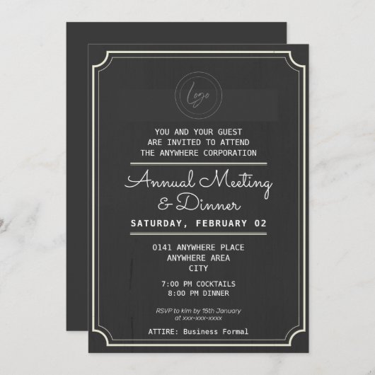 Abendessen mit dem Custom Logo-Workshop Einladung (Vorne/Hinten)