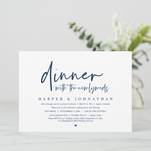 Abendessen mit den Neuvermählten, Hochzeitsfeier-P Einladung (Stehend Vorderseite)