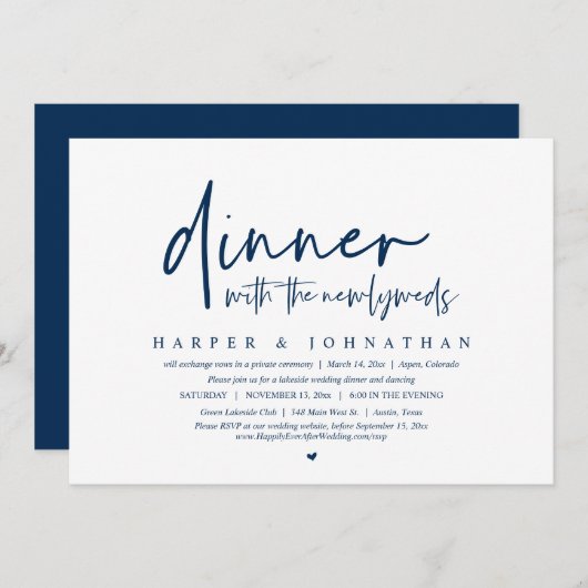 Abendessen mit den Neuvermählten, Hochzeitsfeier-P Einladung (Vorne/Hinten)