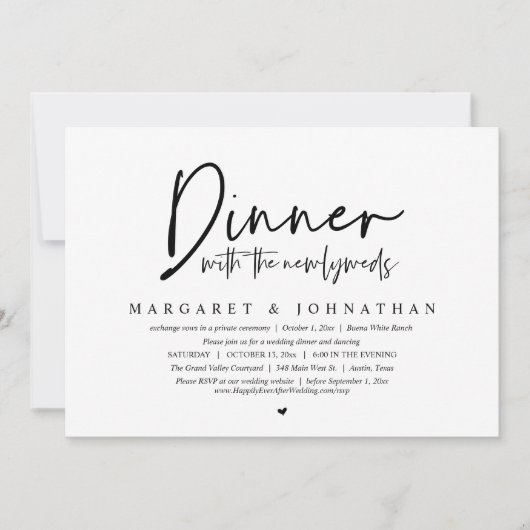 Abendessen mit den Neuvermählten, Hochzeitsfeier-P Einladung (Vorderseite)