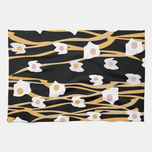 Abendessen mit Eiern und Nudeln Geschirrtuch (Horizontal)