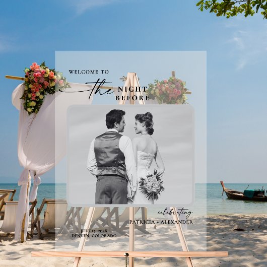 Abendessen mit Foto Hochzeit am Vorabend Acrylschild