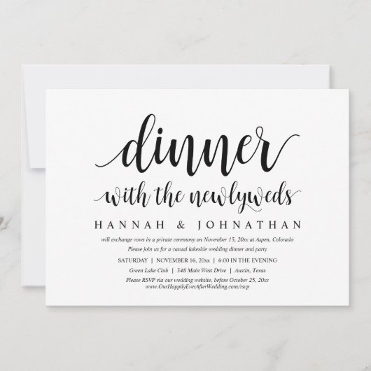 Abendessen mit frisch verheirateten Kindern, Hochz Einladung (Vorderseite)