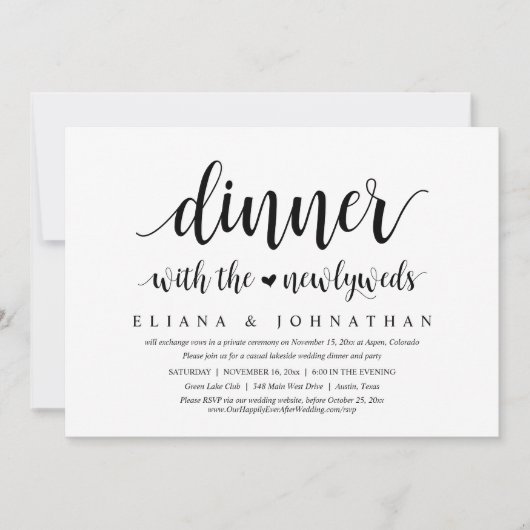 Abendessen mit frisch verheirateten Kindern, Hochz Einladung (Vorderseite)