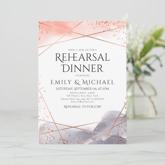 Abendessen mit geometrischer Probe Einladung (Stehend Vorderseite)