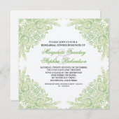 Abendessen mit hellgrüner Damast Probe Einladung (Vorne/Hinten)