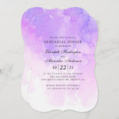 Abendessen mit lila Probe in Aquarell. Elegant lil Einladung (Vorne/Hinten)