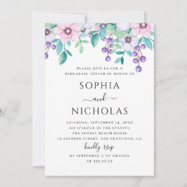 Abendessen mit lila Rosa Probe Einladung