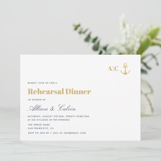 Abendessen mit moderner nautischer Probe Einladung (Stehend Vorderseite)