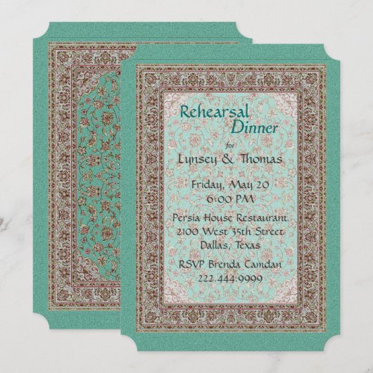 Abendessen mit orientalischem Rug Einladung (Vorne/Hinten)