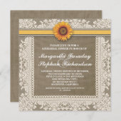 Abendessen mit Sonnenblumen und Probe Einladung (Vorne/Hinten)