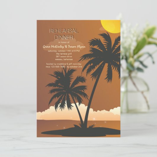 Abendessen mit tropischer Probe Einladung (Stehend Vorderseite)