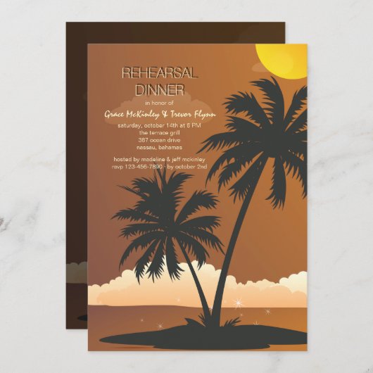 Abendessen mit tropischer Probe Einladung (Vorne/Hinten)