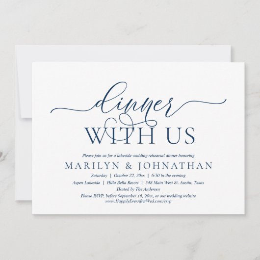 Abendessen mit uns, Hochzeit Probe feiern Invi Einladung (Vorderseite)