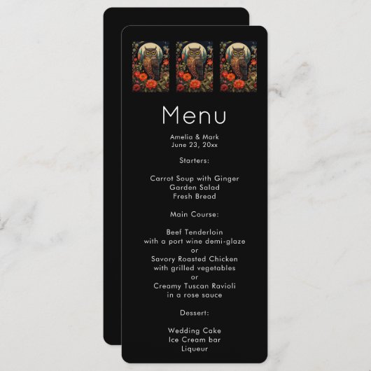 Abendessen mit Vollmond-Menü Einladung (Vorne/Hinten)