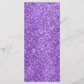 Abendessen mit weißem und Lila Glitzer Hochzeitsem Menükarte (Rückseite)