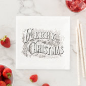 ABENDESSEN NAPKIN MIT VINTAGEM TEXT "NUR CHRISTMAS SERVIETTE (Beispiel)
