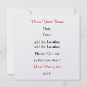 Abendessen Party/Besondere Anlass Einladung - SRF (Rückseite)